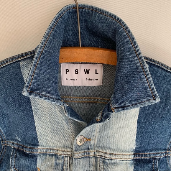 Proenza Schouler White Label ~2- Tone Bleached Cropped Denim Jacket - Picture 3 of 16